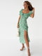 Квіткова сукня міді із розрізом зелена | 6806719 | фото 4