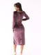 Велюрова сукня міді з розпоркою бузкова | 6806725 | фото 2