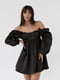 Атласна сукня-міні з пишною спідницею та з відкритою спиною чорна | 6806732 | фото 2