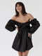 Атласна сукня-міні з пишною спідницею та з відкритою спиною чорна | 6806732 | фото 4