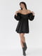 Атласна сукня-міні з пишною спідницею та з відкритою спиною чорна | 6806732 | фото 5