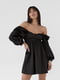 Атласна сукня-міні з пишною спідницею та з відкритою спиною чорна | 6806732 | фото 6