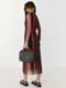 Сукня із сітки прямого фасону з розпірками коричнева | 6806778 | фото 2