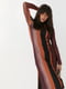 Сукня із сітки прямого фасону з розпірками коричнева | 6806778 | фото 3
