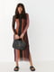Сукня із сітки прямого фасону з розпірками коричнева | 6806778 | фото 5