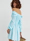 Сукня з довгими рукавами та гумкою на грудях блакитна | 6806784 | фото 2