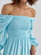 Сукня з довгими рукавами та гумкою на грудях блакитна | 6806784 | фото 4