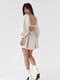 Атласна сукня-міні з пишною спідницею та з відкритою спиною кремова | 6806811 | фото 2