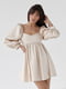 Атласна сукня-міні з пишною спідницею та з відкритою спиною кремова | 6806811 | фото 3