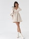 Атласна сукня-міні з пишною спідницею та з відкритою спиною кремова | 6806811 | фото 5