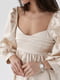 Атласна сукня-міні з пишною спідницею та з відкритою спиною кремова | 6806811 | фото 4
