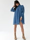 Шифонова сукня міді з коміром стійкою синя | 6806813 | фото 3