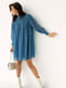 Шифонова сукня міді з коміром стійкою синя | 6806813 | фото 4
