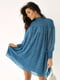 Шифонова сукня міді з коміром стійкою синя | 6806813 | фото 5