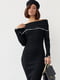 Силуетна сукня в рубчик з відкритими плечима чорна | 6806817 | фото 3
