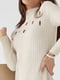 Облягаюча сукня з розпірками та краплеподібними вирізами молочна | 6806819 | фото 4