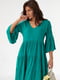 Ярусна сукня-міді з рукавами-ліхтариками темно-зелена | 6806826 | фото 2