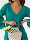 Ярусна сукня-міді з рукавами-ліхтариками темно-зелена | 6806826 | фото 3