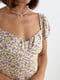 Літня сукня з розрізом у квітковий принт кремова | 6806828 | фото 4