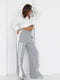Світло-сірі трикотажні штани з начосом та написом Renes Saince | 6806962 | фото 5