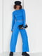 Синій костюм в рубчик: широкі штани та короткий джемпер | 6807059