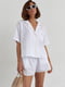 Літній костюм молочного кольору із шортами на зав'язках та сорочкою | 6807082 | фото 4