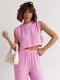 Літній рожевий костюм: штани та топ із зав'язками | 6807085 | фото 3