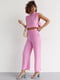 Літній рожевий костюм: штани та топ із зав'язками | 6807085 | фото 5