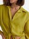Літній гірчичний костюм: блуза на зав'язках та спідниця-міді | 6807093 | фото 3