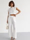 Літній білий костюм: штани та топ із зав'язками | 6807111