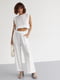 Літній білий костюм: штани та топ із зав'язками | 6807111 | фото 4