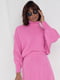 В'язаний рожевий костюм: спідниця і светр “летюча миша” | 6807118 | фото 2