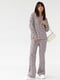 Бірюзовий атласний костюм з принтом: сорочка та штани | 6807202 | фото 6