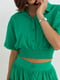 Літній зелений костюм на гудзиках: укорочена блуза та спідниця-максі | 6807203 | фото 3