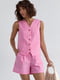 Бавовняний рожевий костюм: жилет та шорти | 6807204 | фото 3
