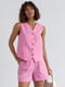 Бавовняний рожевий костюм: жилет та шорти | 6807204 | фото 5