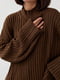 Темно-коричневий трикотажний светр oversize в рубчик | 6807222 | фото 4