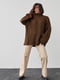 Темно-коричневий трикотажний светр oversize в рубчик | 6807222 | фото 6