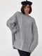 В'язаний сірий светр оверсайз з візерунками з кісок | 6807224 | фото 8