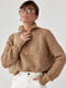 Світло-коричневий трикотажний светр oversize з коміром на блискавці | 6807225 | фото 9