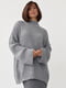 Сірий трикотажний светр oversize в рубчик | 6807231 | фото 9