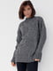 Подовжений сірий меланжевий светр з кишенею | 6807236 | фото 8