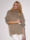 Трикотажний светр оверсайз кавового кольору з візерунком в рубчик | 6807258