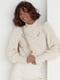 Трикотажний светр з гудзиками на комірі молочного кольору | 6807267 | фото 4