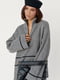 Сірий трикотажний светр в смужку з блискавкою на комірі | 6807294 | фото 6