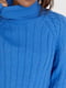 Синій трикотажний светр з рукавами-регланами | 6807296 | фото 3