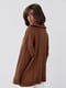 В'язаний коричневий светр oversize з косами і коміром на блискавці | 6807298 | фото 2