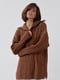 В'язаний коричневий светр oversize з косами і коміром на блискавці | 6807298 | фото 5