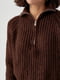 Коричневий трикотажний светр oversize з коміром на блискавці | 6807300 | фото 4