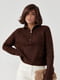 Коричневий трикотажний светр oversize з коміром на блискавці | 6807300 | фото 6